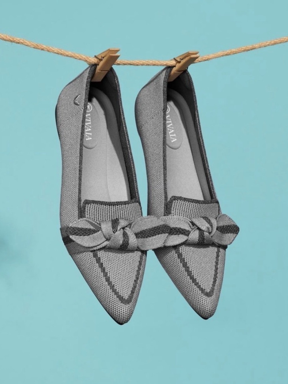 Vivaia Michelle 2.0 Pointed Toe Bow Knit Loafers Flats Shoes